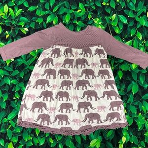 VGUC 12-18 month Kickee Pants Bamboo Elephant Print Swing Dress with Ruffle Hem